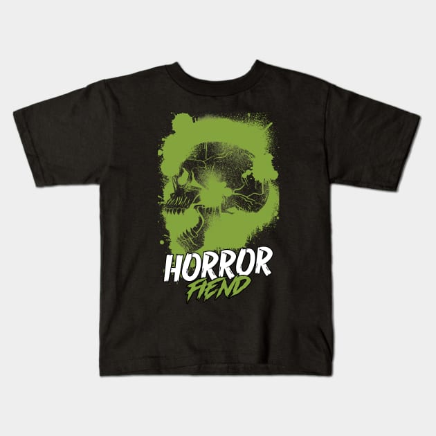 Horror Fiend Spooky Scary Skull Scary Movies Kids T-Shirt by AutomaticSoul